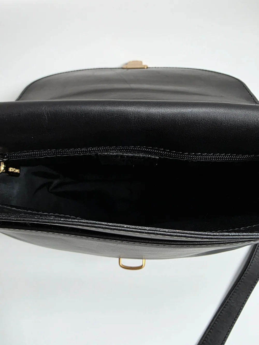 Vintage ESCADA Black Leather Saddle Crossbody Bag